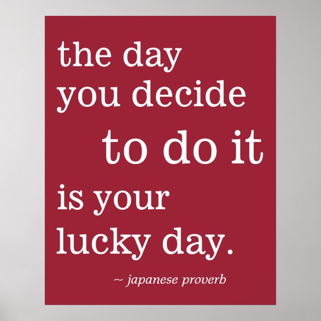 Poster Votre Proverbe du jour chanceux Inspiration rouge (Devant)