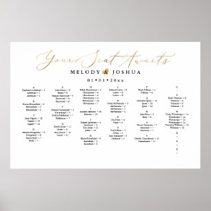 Poster Votre Siège Attend, CARTE DE SIÈGE, ALPHABÉTIQUE