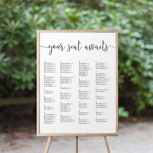 Poster Votre Siège Attend Graphique de sièges alphabéti