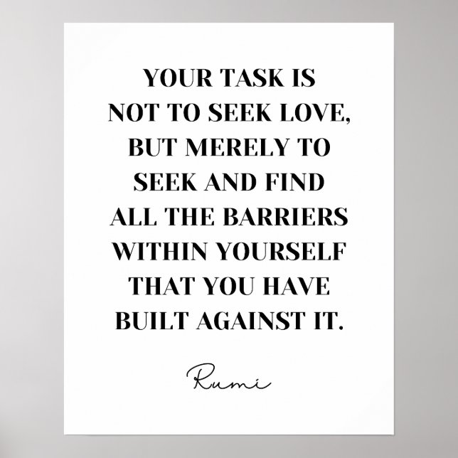 Poster Votre tâche n'est pas de chercher l'amour - Citati (Devant)