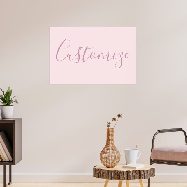 Poster Votre texte | Élégant Script & Soft Blush Rose (Salon 3)