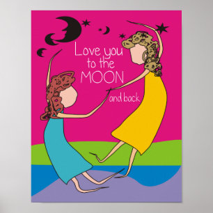 Poster Vous Aimez À La Lune Et À L'Arrière