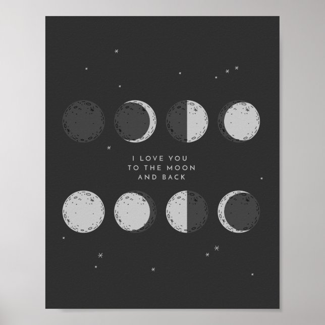 Poster Vous Aimez À La Lune Et À L'Arrière | Phases de la (Devant)