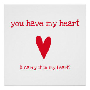 Poster Vous avez mon poème du coeur   par E.E. Cummings