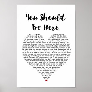 Poster Vous Devriez Être Ici Chanson De Coeur Lyrique Mur