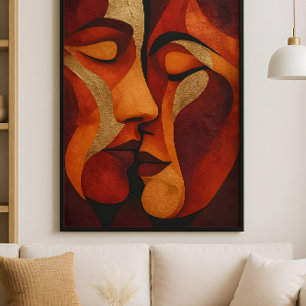 Poster Vous embrasser – Couple romantique baiser Art abst