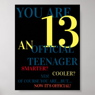 Poster Vous êtes 13 adolescent officiel pour les garçons 