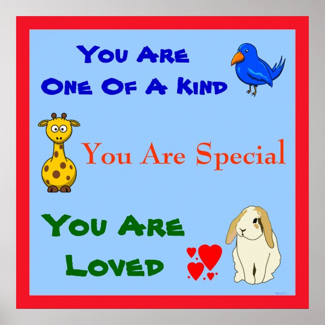 Poster Vous êtes adoré Animal Inspirational Kids Citation (Devant)