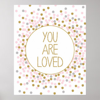 Poster Vous êtes adoré Gold Rose Confetti imprimé pépiniè