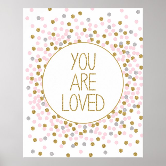 Poster Vous êtes adoré Gold Rose Confetti imprimé pépiniè (Devant)