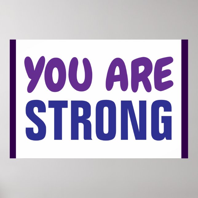 Poster Vous êtes Forte Violet Bleu Persist Encourageur (Devant)