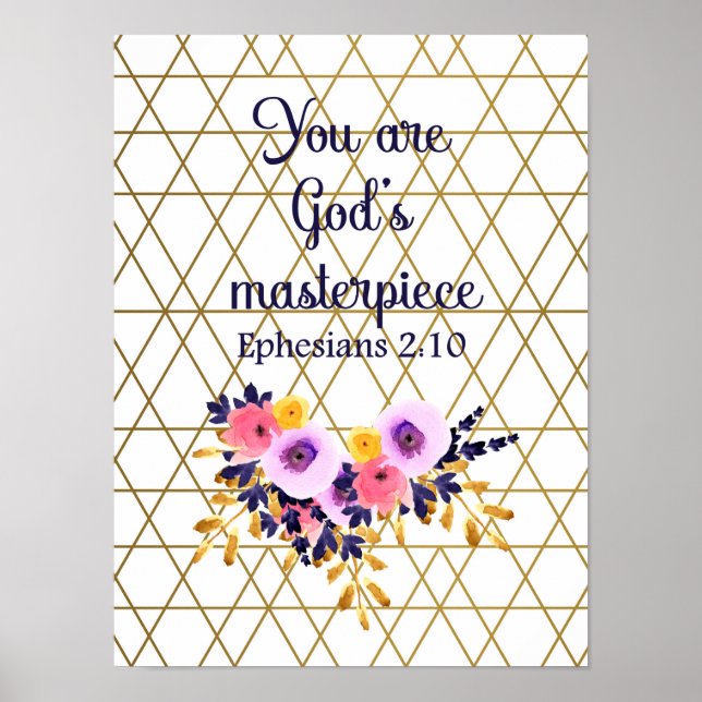 Poster Vous êtes le chef-d'oeuvre de Dieu Bible Verse (Devant)