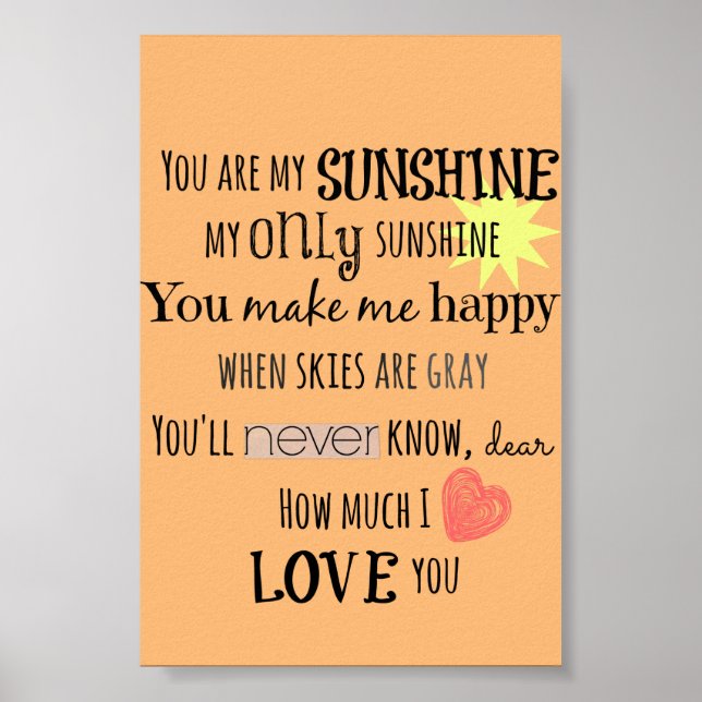 Poster Vous êtes ma Sunshine Word Art Typographie (Devant)