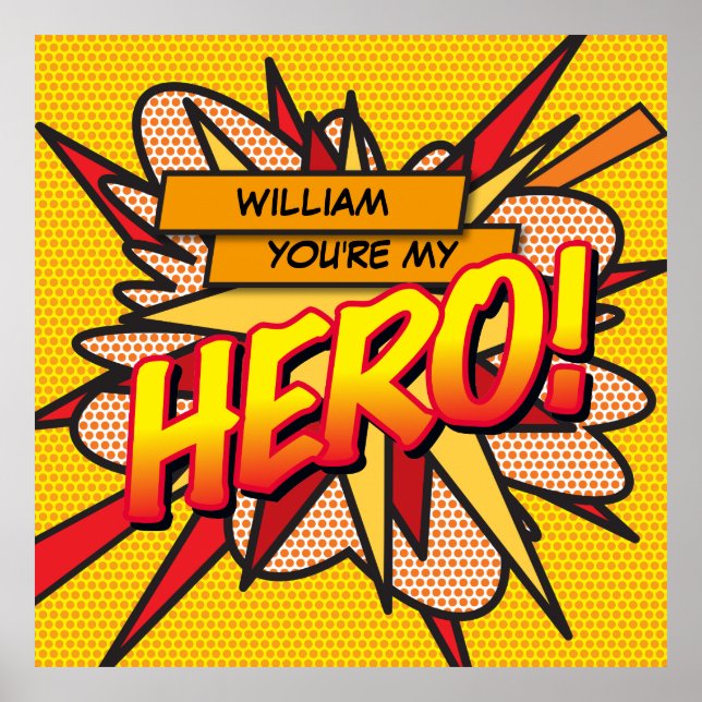 Poster Vous êtes mon HERO Fun Retro Comic Book Pop Art (Devant)