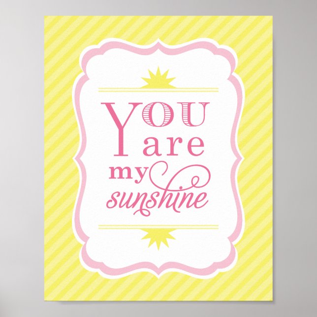 Poster Vous êtes My Sunshine rose et jaune bébé fille (Devant)
