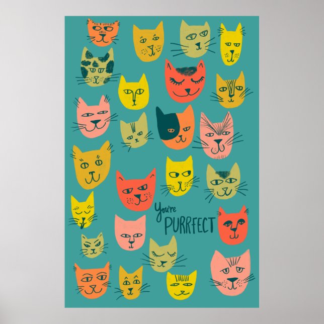 Poster Vous êtes Purrfect ! Illustration de chats fous co (Devant)