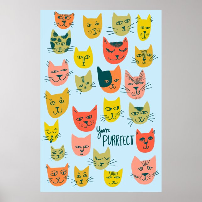 Poster Vous êtes Purrfect ! Illustration de chats fous co (Devant)