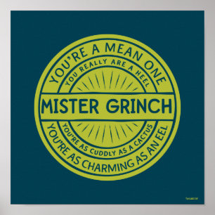 Poster Vous êtes un méchant Monsieur Grinch Citation