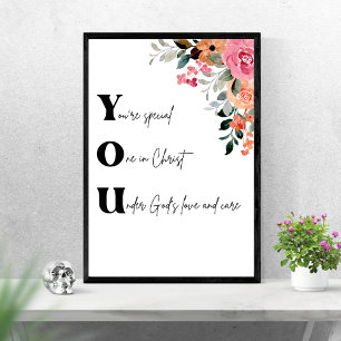Poster Vous êtes une aquarelle florale chrétienne spécial