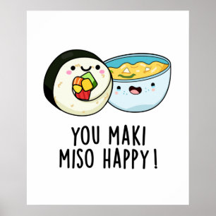 Poster Vous Maki Miso Joyeux Joyeux Pun Japonais