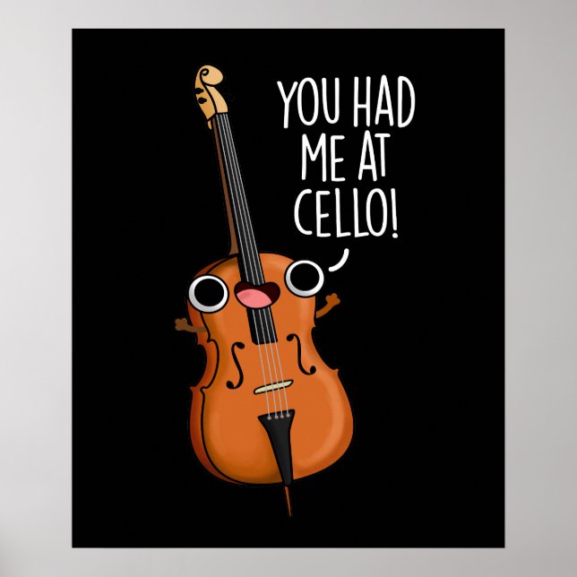 Poster Vous M'Avez Eu Au Cello Funny Music Pun Dark BG (Devant)