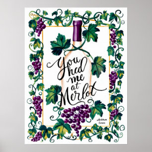 Poster Vous M'Avez Eu Chez Merlot Wine Lover Custom