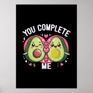 Poster Vous Me Complétez - Cute Avocado Couple