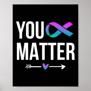 Poster Vous Problème Prévention Suicide Turquoise Purple