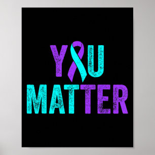 Poster Vous Ruban Violet Sarcelle Prévention du Suicide S