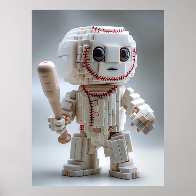 Poster Voxel baseball mascot character (Devant)