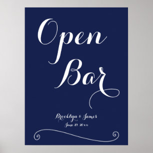 Poster Voyage à barre ouverte Marine Blue Elegant Wedding