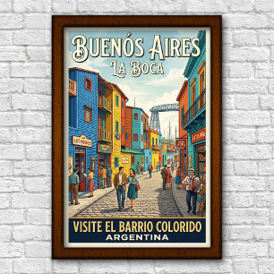 Poster Voyage à Buenos Aires, Argentine, années 1960