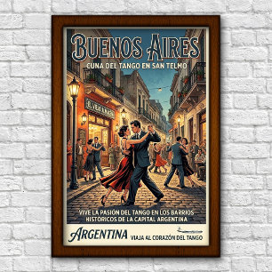 Poster Voyage à Buenos Aires, Argentine, années 1960