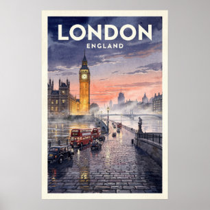 Poster Voyage à Londres Angleterre Vintage