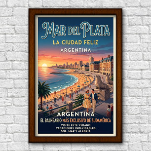 Poster Voyage à Mar del Plata, Argentine, années 1960