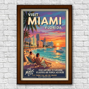 Poster Voyage à Miami, Floride, années 1960