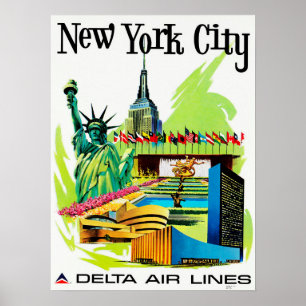 Poster Voyage à NEW YORK CITY Vintage Air Lines Holiday