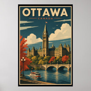 Poster Voyage à Ottawa Canada à l'ancienne