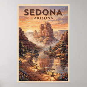 Poster Voyage à Sedona Arizona Vintage