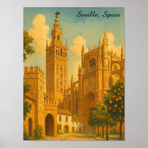Poster Voyage à Séville Espagne Andalousie Vintage