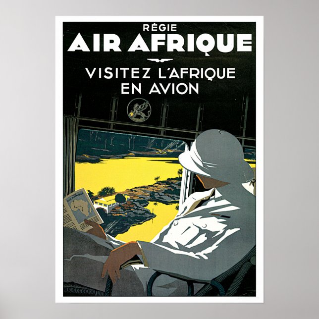 Poster Voyage aérien en Afrique vintage (Devant)