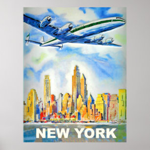 Poster Voyage aérien vintage à New York