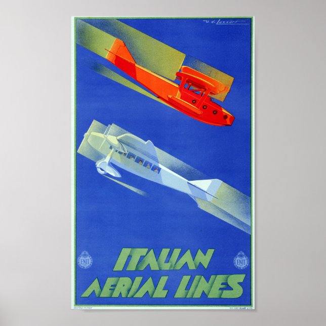 Poster Voyage aérien vintage en Italie (Devant)