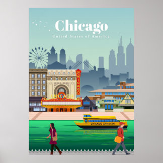 Poster Voyage Art Voyage À Chicago