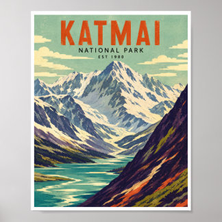 Poster Voyage au Katmai National Park d'antan