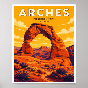 Poster Voyage au Parc National d'Arches de Style Rétro