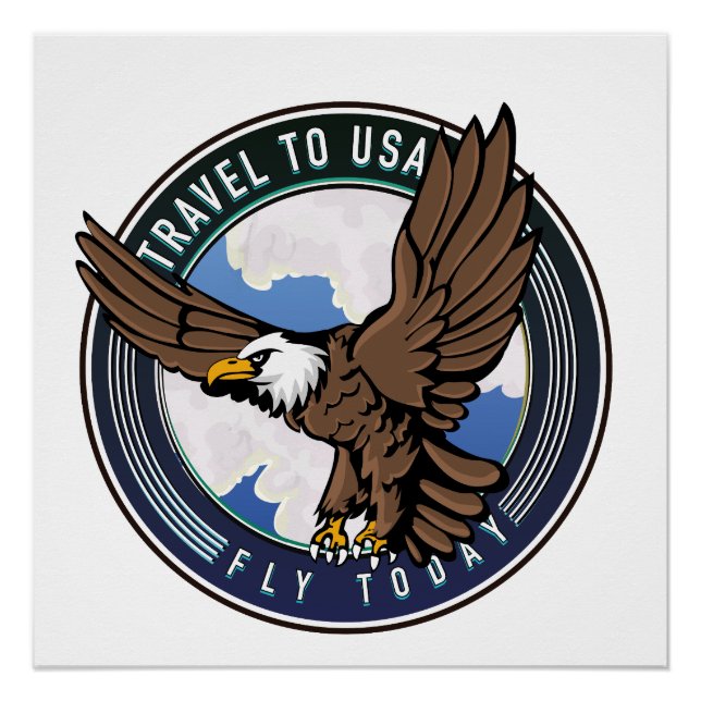 Poster Voyage aux USA Fly today logo (Devant)
