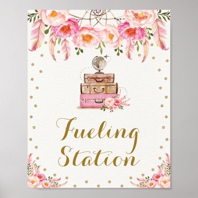 Poster Voyage aventure rose Station de recharge de Mademo (Devant)
