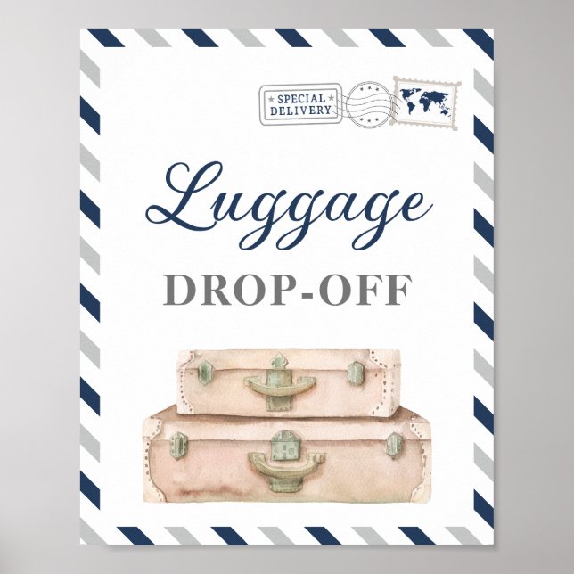 Poster Voyage Avion de la partie Bagages Drop-off Table c (Devant)
