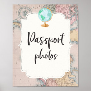 Poster Voyage Baby shower Passport Photos Signer Aventure